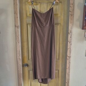 GAP Chocolate Brown High Low Dress Open Back Adjustable Straps Size XXL New Tags